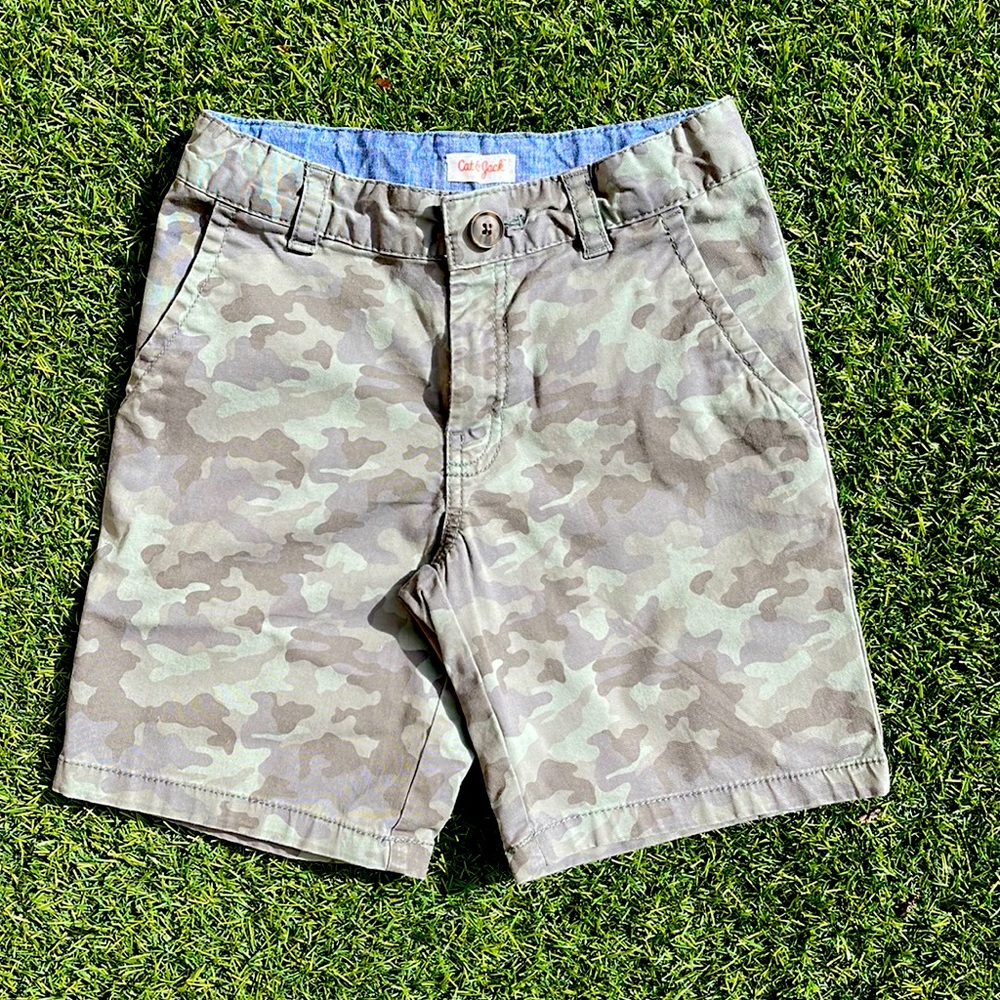 Boys Camo Shorts with Snap Button